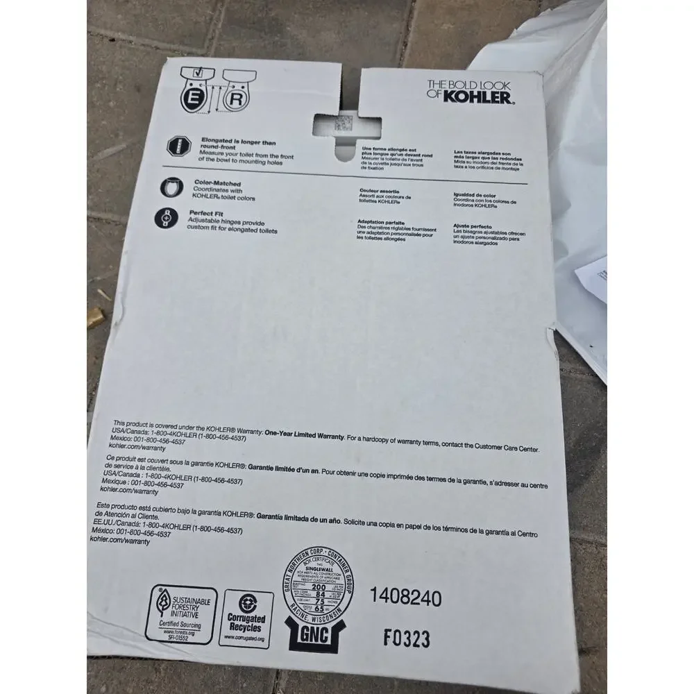 Elongated Kohler Layne Quick Release Toilet Seat